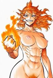 abs accurate_art_style accurate_body_type ai_generated athletic athletic_female big_breasts black_clover fit fit_female manga_style mereoleona_vermillion muscular muscular_female naked naked_female nude nude_female orange_hair toned toned_female