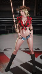 3d athletic athletic_female big_breasts blonde_hair blue_eyes breasts busty cow_girl darts77 dead_or_alive female female_focus female_only hourglass_figure large_breasts long_hair pinup pinup_pose tagme tina_armstrong wide_hips