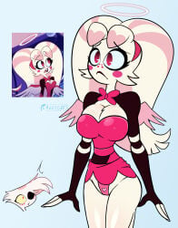 1girls angel_dust_(hazbin_hotel) angel_wings aura background_character background_characters big_breasts female hazbin_hotel marioa13 molly_(hazbin_hotel) solo_female