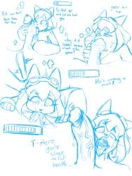 69lewddragon69 absurd_res anthro big_penis bodily_fluids cum cum_in_mouth cum_inside deep_throat dinosaur domestic_cat duo english_text excessive_cum excessive_genital_fluids felid feline felis fellatio female gameoverse genital_fluids genitals glitch_productions gobbles_(gameoverse) hi_res huge_penis kit_(gameoverse) kit_bodega male male/female mammal oral oral_penetration penetration penile penis prehistoric_species reptile scalie sex text unfinished