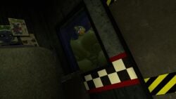 3d big_ass big_breasts big_tummy bimbo chica_(fnaf) classic_chica_(fnaf) five_nights_at_freddy's fnaf1_location hyper_ass hyper_breasts selfupload solo vrchat vrchat_avatar