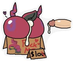absurd_res after_sex ambiguous_gender big_butt bodily_fluids box butt cardboard cardboard_box container cum cum_drip cum_in_ass cum_inside disembodied_penis dripping duo feral generation_5_pokemon genital_fluids genitals heart_symbol hi_res horn human humanoid_genitalia interspecies inviting inviting_to_sex male male/ambiguous mammal mznxmeow nintendo penis pokemon pokemon_(species) pokephilia price_tag prostitution red_body scolipede sex tail text written_consent