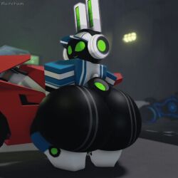 1girls 2026 3d_animation anthro anthro_only black_body blue_clothing bubble_butt digital_media_(artwork) female_only gif huge_ass leotard looking_back loop looping_animation machine motorcycle muitetul narrowed_eyes outside project_turboblast rabbit rabbit_ears roblox robloxian robot_anthro screen_face smile smug teasing tempo_(project_turboblast) thighs twerking visor_cap white_clothing