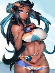 1girls abs alternate_breast_size breasts cameltoe cleavage clothed dark-skinned_female dark_skin female female_only fumio_(rsqkr) gym_leader hourglass_figure huge_breasts human large_breasts looking_at_viewer muscular muscular_female nessa_(pokemon) nintendo nipple_bulge nipples pokemon pokemon_ss sketch solo thick_thighs thigh_gap wide_hips