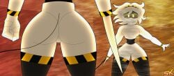 2d 2girls angry_face ass ass_focus battle_pose blushing boobs breasts breasts_out butt butt_focus exposed exposed_ass exposed_breasts exposed_nipples exposed_pussy female female_focus female_only glitch_productions gray_hair j_(murder_drones) murder_drones naked nipples no_clothes nyrezu pussy serial_designation_j serial_designation_v thicc thicc_thighs thick_thighs v_(murder_drones) vagina white_body yellow_eyes