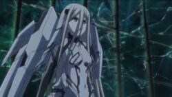 almost_naked anime_character armpits back_length_hair date_a_live ellen_mira_mathers fanservice frowning pinterest platinum_blonde_hair purple_eyes revealing_armor