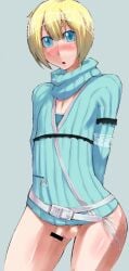 blonde_hair blushing cute femboy innocent ippo no_underwear small_penis smaller_male yaoi