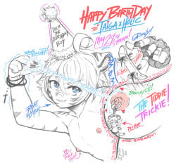 birthday birthday_suit blue_eyes brat breasts dick_the_birthday_boy femboy ice ice_power koud3x magic nipple nipple_piercing pink_nipples plushie skateboard skateboarding sketch sketchy striped_body stripes taigaxholic tech_deck tiddies titties vtuber