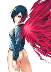 1girls ass bare_ass blue_hair edited female kagune kagune_(tokyo_ghoul) kirishima_touka tokyo_ghoul