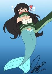 black_hair bondage coiling coiling_around_body elbow_gloves gloves juna_guerrero juna_guerrero_monrreal mermaid mermaid_tail octopus sitinuramjah tentacle