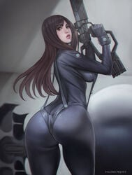 1girls ass big_ass black_hair clothing female female_only gantz hair long_hair paloma_piquet reika_shimohira solo tight_clothing