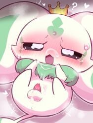 2024 3:4 ambiguous_species anthro anus badwingm balls beady_eyes big_ears biped blush blushing_profusely bodily_fluids cel_shading chibi confusion crown cum cum_on_face cum_on_own_face cum_on_self digital_drawing_(artwork) digital_media_(artwork) facial_markings floppy_ears forehead_markings front_view fur fur_tuft genital_fluids genitals grey_body grey_fur half-closed_eyes head_markings headgear hi_res lop_ears lying male male_anthro markings multicolored_body multicolored_fur narrowed_eyes neck_tuft on_back penis plantigrade shaded shaking simple_background solo tail tan_body tan_fur tapering_penis tears tremble_lines trembling tuft two_tone_body two_tone_fur watery_eyes white_background
