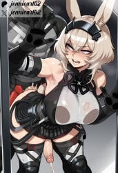 1boy 1girl against_glass ai_generated anal animal_ears armor armpits ass bare_shoulders bent_over black_gloves blonde_hair blue_eyes blush breast_press breasts breasts_on_glass clothed_sex clothing crossed_bangs cum cum_in_ass ejaculating_while_penetrated ejaculation elbow_gloves erection female futa_with_male futanari gloves hair_between_eyes hairband handsfree_ejaculation jennieart02 large_breasts legwear medium_hair open_mouth patreon patreon_logo patreon_username penis rabbit_ears rabbit_girl rabbit_tail sex sex_from_behind short_hair solo_focus standing standing_sex sweat tail teeth thick_thighs thighhighs thighs twitter twitter_username veins veiny_penis watermark