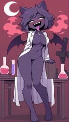 ai_generated cat_ears cat_girl cat_tail catgirl dark_skin doll doll_girl nightmare_waifu purple_hair waifu waifu_night yellow_eyes