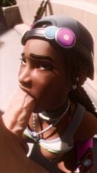 1boy 1boy1girl 1girl 1girl1boy 1girls 9:16 absurd_res absurdres alexandrkek blender blender3d blender_(artwork) blender_(software) blender_cycles blender_cycles_(artwork) blowjob looking_at_partner looking_pleasured overwatch sierra_(overwatch) sitting