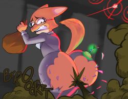 anthro anthro_female anthro_only ass ass_bigger_than_head ass_cleavage ass_crack ass_expansion ass_focus but butt_cleavage butt_crack butt_expansion butt_focus buttcrack clenched_teeth clothed clothing diane_foxington expansion fart fart_cloud fart_everywhere fart_fetish farting fox fox_girl fox_humanoid furry furry_female furry_only gassy gassy_female glasses glasses_on_face glasses_on_head green_fart_cloud grey_suit onomatopoeia orange_fur ripped_clothes ripped_clothing ripped_pants suit surprised_expression tail the_bad_guys