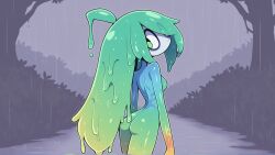ai_generated blue_skin green_eyes green_hair long_hair slime slime_girl slime_humanoid waifu waifu_night