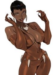 black_hair cleavage dark-skinned_female dc_comics female female_only pixie_cut short_hair taiyang_yu vixen_(dc)