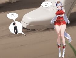 ai_assisted ai_generated anime ass bare_shoulders barefoot comic feet feet_up from_below giantess giantess_feet gold_ship_(umamusume) gts gtsrak huge_breasts loking_down long_legs soles_female soles_fetish soles_focus thick_thighs tiny_male umamusume upskirt