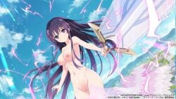 armpits assault_lily city_background collarbone completely_nude date_a_live flying hairless_armpits hairless_pussy hips magical_girl magical_sword mountainous_horizon naked_female navel nipples nude_filter shoulders sky sword yatogami_tohka