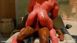 3d 3d_animation 3d_model anal anal_sex animated anthro ass big_daddy_(zenless_zone_zero) butt_slap cowgirl_position cum cum_drip cum_in_ass cum_inside ictonica male/male male_on_anthro male_penetrated muscular_ass muscular_bottom muscular_male no_sound orgasm red_body riding riding_penis spanking tagme thiren thrusting_into_ass video zenless_zone_zero