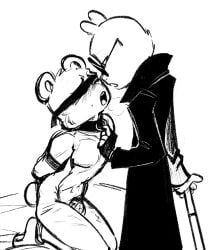 agtartzz anthro bdsm bear blindfold blush cane choker dominant_male edging flat_chastity_cage flippy_(htf) gay glasses happy_tree_friends masochism mole mole_above_mouth orgasm_denial rope sadism scars submissive_male the_mole_(htf)