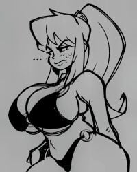 1girls big_breasts bikini bikini_bottom bikini_top blonde_hair blue_bikini blush breasts embarrassed female female_only huge_breasts large_breasts legendofnerd metroid nintendo ponytail samus_aran solo_female sweatdrop thick thick_thighs unfinished voluptuous voluptuous_female