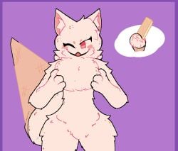 anonymous_artist breasts chest_tuft dessert feline felis female food fur humanoid ice_cream inner_ear_fluff mammal pictographics rnanthro rnfelid rnkaiju_paradise rnsprinklekit_(kaiju_paradise) roblox smile solo sprinklekit_(kaiju_paradise) thick_thighs tuft