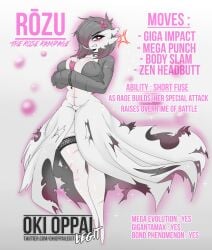 1female anthro anthro_only busty nintendo oc oc_sheet okioppai pokemon rozu_(okioppai)