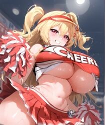 ai_generated big_breasts breasts breasts_bigger_than_head cheerleader clay_(nikke) curvy gigantic_breasts girl goddess_of_victory:_nikke hi_res high_resolution highres hollowbeak huge_breasts light_skinned_female plump shiny_skin smile sweat sweating sweaty tagme thicc thick thick_female thick_thighs underboob voluptuous