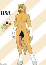 anatomically_correct anatomically_correct_penis animal_genitalia animal_penis anthro blonde_hair destabilizer equid equine hair hi_res horse male male_only mammal model_sheet palomino penis solo solo_male