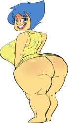 1girls ass ass_focus big_ass big_butt blue_eyes blue_hair bottomless disney dress female_only huge_ass huge_butt inside_out inside_out_2 joy_(inside_out) looking_at_viewer looking_back no_panties one_eye_closed pixar short_hair short_hair_female sicknyasty solo solo_female solo_focus tagme yellow_body yellow_skin