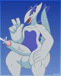 adrian_(theshadowedsun) anthro balls big_balls big_penis bodily_fluids cum ejaculation foreskin generation_2_pokemon genital_fluids genitals hexami hi_res legendary_pokemon lugia male nintendo orgasm penis pokemon pokemon_(species) pose solo solo_male vein veiny_penis wide_hips