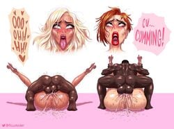 2boys 2girls ahe_gao amber_(fellatrix) balls big_ass big_balls big_penis bimbo blonde_hair brittany_(fellatrix) brown_skin cum cum_announcement cum_explosion cum_in_pussy cum_inside dark-skinned_male dark_skin fellatrix female fucked_silly ginger ginger_hair heels high_heels hips huge_ass huge_balls huge_cock huge_penis interracial legs_up lipstick male mating_press missionary missionary_position moaning naked_footwear naked_heels naked_with_shoes_on naughty_face open_toe_shoes orgasm orgasm_face original overflow pale_skin red_hair redhead rough_sex screaming seductive sex squirting stiletto_heels straight sweat thick_thighs trembling vaginal_penetration very_high_heels wide_hips