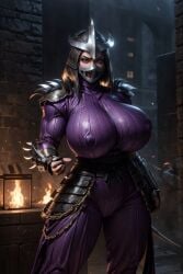 1girls ai_generated big_breasts bythebrokenone female_only genderswap_(mtf) huge_breasts lady_shredder large_breasts oroki_saku oroku_saki rule_63 solo solo_female tagme teenage_mutant_ninja_turtles the_shredder thick_lips thick_thighs