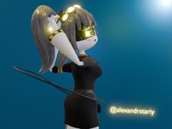 1girls alexandrstariy clothed cute drone glitch_productions gray_hair j_(murder_drones) murder_drones robot robot_girl standing white_body yellow_eyes