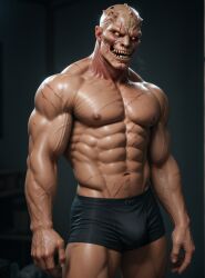 abs ai_generated boxers monster monstrous_humanoid scars solo solo_male