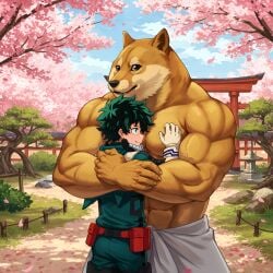 2boys ai_generated artist_request doge izuku_midoriya lovers male male_only muscular my_hero_academia what wholesome