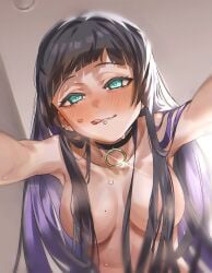 1girls absurd_res absurdres adult adult_female armpits bare_armpits bare_arms bare_belly bare_breasts bare_chest bare_midriff bare_shoulders bare_skin bare_tits bare_torso belly black_choker black_hair black_hair_female blunt_bangs blush blush blush_lines blushing_at_viewer blushing_female bocchi_the_rock! breasts breedable ceiling ceiling_light choker cleavage collarbone dot_nose ear_piercing ear_piercings elbows exposed exposed_armpits exposed_arms exposed_belly exposed_breasts exposed_midriff exposed_shoulders exposed_tits exposed_torso extended_arm extended_arms female female_focus female_only green_eyes green_eyes_female hair_covering_nipples half_naked high_resolution highres horny horny_female indoor indoor_nudity indoors kissable_lips light-skinned_female light_skin lips long_hair looking_at_viewer mature mature_female medium_breasts mole mole_on_breast multicolored_hair naked naked_female nude nude_female o-ring o-ring_choker pa-san purple_eyebrows purple_hair purple_hair_female ronda shoulders simple_background slender_body slender_waist slim_girl slim_waist smile smiling smiling_at_viewer solo standing straight_hair thin_waist tongue tongue_out upper_body white_background