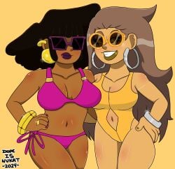 2girls dopeisnukat maxine_watts_(dopeisnukat) nia_palmar_(dopeisnukat) original original_character original_characters sfw sunglasses swimsuit