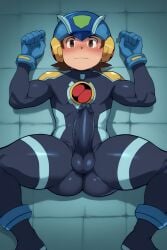 1boy ai_generated bodysuit fusion lan_hikari male_only mega_man mega_man_battle_network megaman.exe