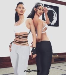 2girls 3d black_hair breasts bust busty chest curvaceous curves curvy curvy_figure dark_hair edenian female female_focus hips hourglass_figure incest kitana kiteena kunoichi large_ass large_breasts legs light-skinned_female light_skin mature mature_female mileena mortal_kombat mortal_kombat_1_(2023) netherrealm_studios ninja princess rayalterego23 sisters slim_waist tarkatan thick thick_hips thick_legs thick_thighs thighs twincest twins voluptuous waist wide_hips