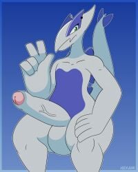 adrian_(theshadowedsun) anthro balls big_balls big_penis foreskin generation_2_pokemon genitals hexami hi_res legendary_pokemon looking_at_viewer lugia male nintendo penis pokemon pokemon_(species) pose solo solo_male vein veiny_penis wide_hips