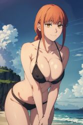 ai_generated aindroidparanoid beach big_breasts bikini braid chainsaw_man huge_ass huge_breasts huge_butt large_ass large_breasts large_butt makima_(chainsaw_man) narrow_waist outdoors red_hair sand sexy slim_waist stable_diffusion standing yellow_eyes young