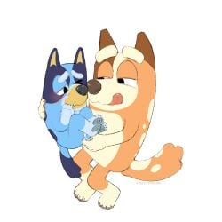 2girls age_difference anthro bluey_(bluey) bluey_(series) bluey_(show) bluey_heeler blush canine chilli_(bluey) chilli_heeler cub female fingering incest licking_lips little_kid’s_show mature_female mother_and_daughter multiple_girls parent_and_child young yuri