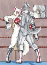 1boy 1girls 2019 absurdres anthro anthrofied ass beaten black_eye blue_eyes bodily_fluids boots boxing boxing_gloves boxing_ring breasts canid canine canis dcheese defeated disney domestic_cat duchess_(the_aristocats) duo erection felid feline felis female fight fighting_ring footwear fur furry gloves grey_boxing_gloves grey_fur grey_gloves handwear highres low-angle_view male mammal mixed_boxing nude open_mouth penis perineum punch pussy red_boxing_gloves red_gloves ryona sex sexfight simple_background sport standing standing_sex straight testicles the_aristocats traditional_media_(artwork) vaginal_penetration white_fur wolf worm's-eye_view yellow_eyes