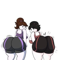 2d 2girls ass_clapping booty_shorts bubble_butt curvaceous_female fat_ass fat_ass_mommy female female_focus female_only huge_ass jaiden jaiden_animations jaidens_mom milf multiple_girls scarecorrode tank_top twerking voluptuous_female youtube youtuber