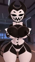 1girls ai_generated batim bendy bendy_and_the_ink_machine big_breasts breasts cally3d cameltoe cryptiacurves darling_(cally3d) demon_tail garter_straps ink_darling_(cally3d) looking_at_viewer nipples no_bra roger1011 sharp_teeth thick_thighs thighhighs