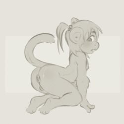 animated arched_back buttplug cub femboy male male_cub male_only monkey monkey_boy nipples sketch small_balls smaller_male tailwag