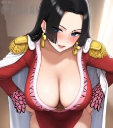 1girls ai_generated blush boa_hancock cleavage earrings female female_only large_breasts one_piece seacreator seductive_look stable_diffusion tagme